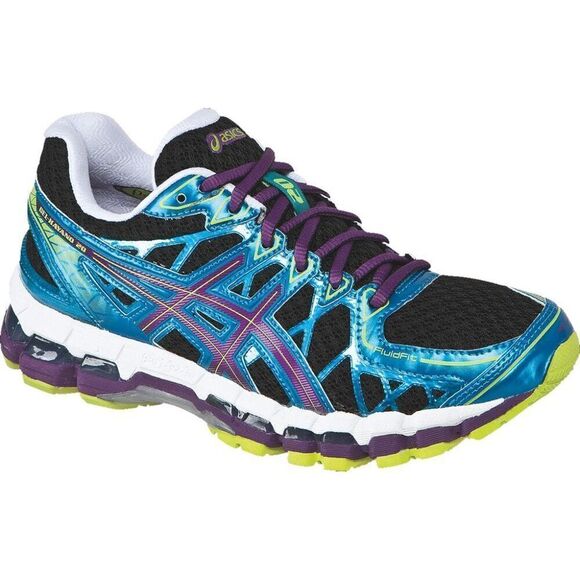 Mint condition ASICS GEL KAYANO 20 Black Blue Purple Lime 9 US Womens Medium - Picture 1 of 16